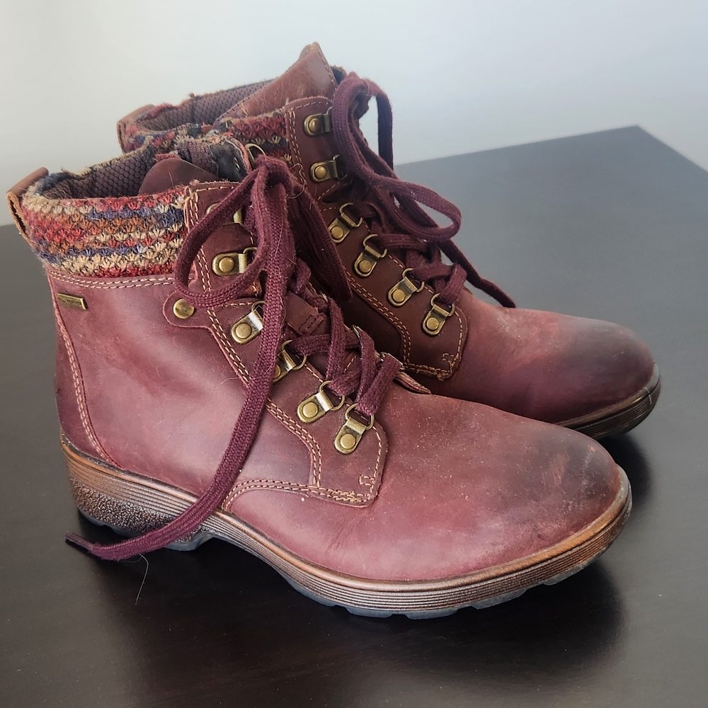 Bionica Maroon Lace-Up Combat Boots